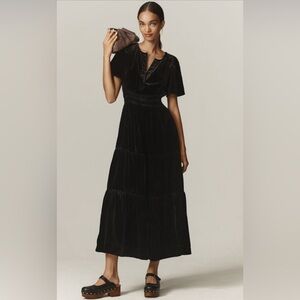 Anthropologie Somerset Maxi Dress - Black Velvet 2x